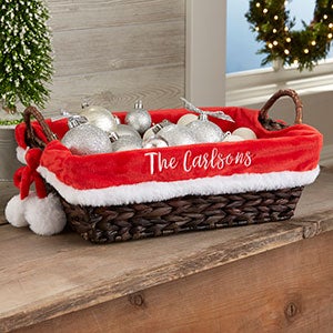 Santa Embroidered Christmas Basket Liner - 24561