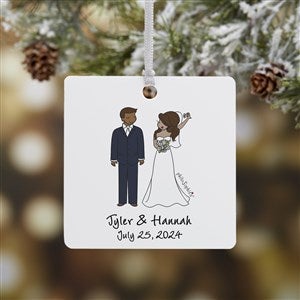 Wedding Couple philoSophies® Personalized Square Photo Ornament- 2.75 Metal 1S - 24565-1M