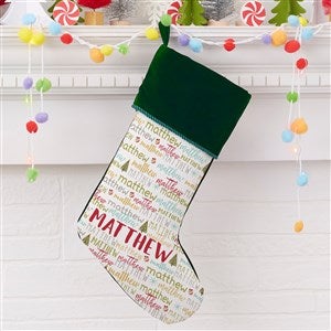 Whimsical Winter Personalized Green Christmas Stocking - 24584-G