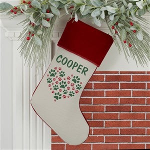 Paws On My Heart Personalized Burgundy Christmas Stocking - 24590-B