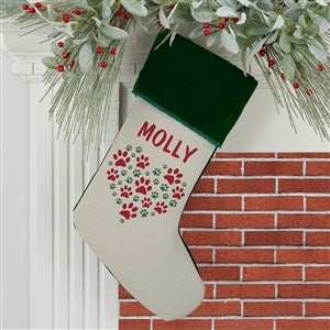 Paws On My Heart Personalized Green Christmas Stocking - 24590-G