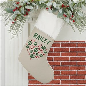 Paws On My Heart Personalized Ivory Christmas Stocking - 24590-I