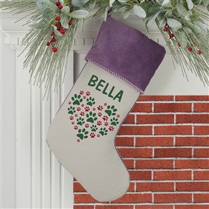 Paws On My Heart Personalized Purple Christmas Stocking - 24590-P