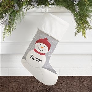 Snowman Family Personalized Ivory Christmas Stocking - 24594-I