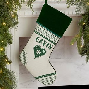 Nordic Noel Personalized Green Christmas Stocking - 24599-G