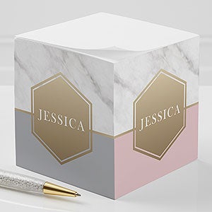 Modern Marble Personalized Paper Note Cube - 24630