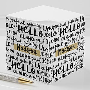 Around The World Hello Personalized Paper Note Cube - 24631