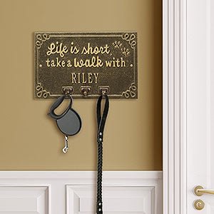 Life is Short Take a Walk Personalized Aluminum Wall Hook - Antique Brass - 24666D-AB