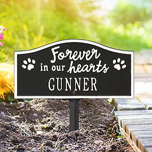 Forever in Our Hearts Personalized Dog Memorial Sign - Black  White - 24671D-BW