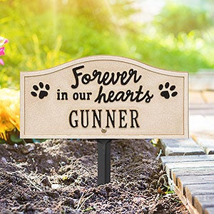 Forever in Our Hearts Personalized Dog Memorial Sign - Limestone  Bronze - 24671D-LB