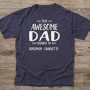 This Awesome Dad Belongs To Personalized Hanes® Adult ComfortWash™ T-Shirt - 24708-CWT