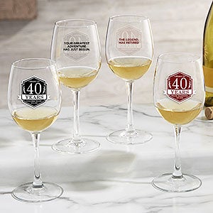 Retirement Personalized 12 oz White Wine Glass - 24719-W