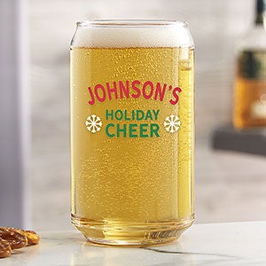 Holiday Cheer Personalized 16oz Beer Can Glass - 24721-B