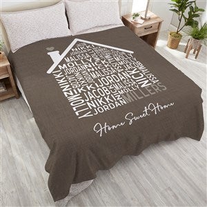 Family Home Personalized 90x90 Plush Queen Fleece Blanket - 24758-QU