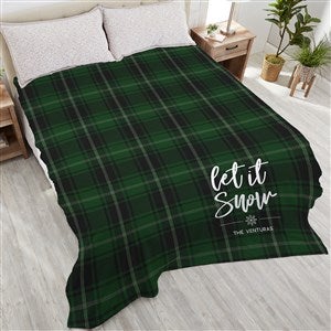 Christmas Plaid Personalized 90x108 Plush King Fleece Blanket - 24785-K