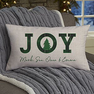 Watercolor Wreath Personalized Lumbar Christmas Throw Pillow