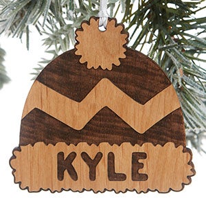 Family Winter Hat Engraved Natural Wood Ornament - 24815-N