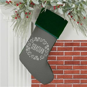 Christmas Wreath Personalized Green Christmas Stocking - 24823-G