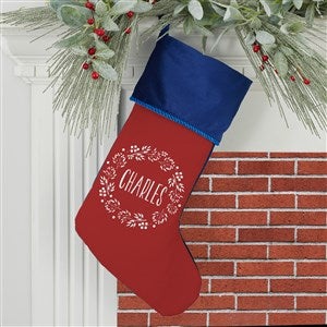 Christmas Wreath Personalized Blue Christmas Stocking - 24823-BL