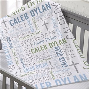 Christening Day For Him Personalized 30x40 Fleece Baby Blanket - 24848-B