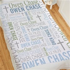 Christening Day For Him Personalized 50x60 Plush Fleece Blanket - 24848-F