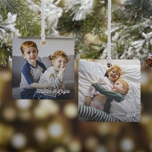 The Kids Photo Memories Personalized Square Ornament- 2.75 Metal - 2 Side - 24919-2M
