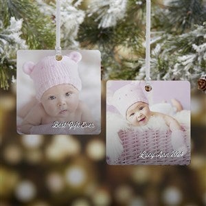 Baby Photo Memories Personalized Square Ornament- 2.75" Metal - 2 Sided - 24920-2M