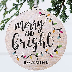 Merry  Bright Personalized Ornament- 3.75 Wood - 1 Sided - 24922-1W