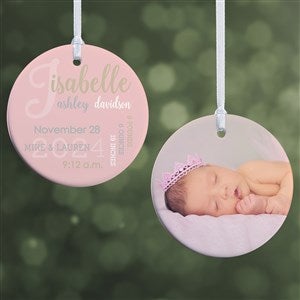 Modern All About Baby Girl Personalized Ornament- 2.85 Glossy - 2 Sided - 24929-2S