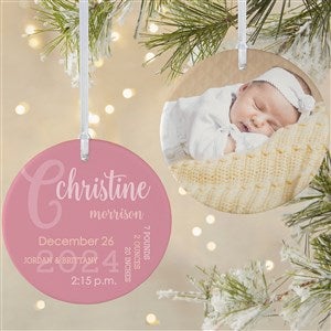 Modern All About Baby Girl Personalized Ornament- 3.75 Matte - 2 Sided - 24929-2L