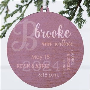 All About Baby Girl Personalized Wood Ornament - 24929-1W