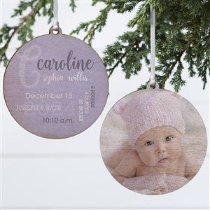 Modern All About Baby Girl Personalized Ornament- 3.75 Wood - 2 Sided - 24929-2W