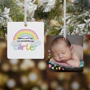 Rainbow Baby Personalized Square Photo Ornament- 2.75" Metal - 2 Sided - 24930-2M