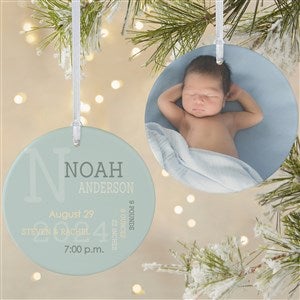 Modern All About Baby Boy Personalized Ornament- 3.75 Matte - 2 Sided - 24981-2L