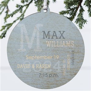 Modern All About Baby Boy Personalized Ornament- 3.75 Wood - 1 Sided - 24981-1W