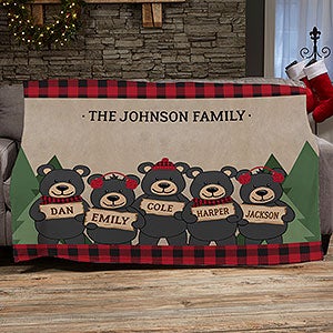 Holiday Bear Family Personalized 60x80 Fleece Blanket - 25017-FL