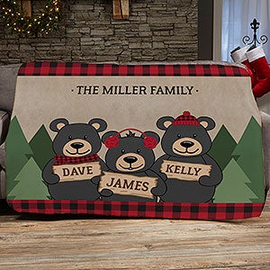 Holiday Bear Family Personalized 50x60 Sherpa Blanket - 25017-S