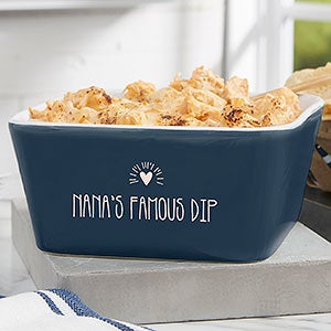 Personalization Universe Made With Love Personalized Oval Baking Dish - 3  Quart Stoneware Casserole Dish - Oven Safe, Microwave & Dishwasher Safe 