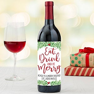 Eat, Drink  Be Merry Personalized Wine Bottle Label - 25077