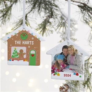 Gingerbread House Personalized Photo Ornament- 3.25 Glossy - 2 Sided - 25079-2S