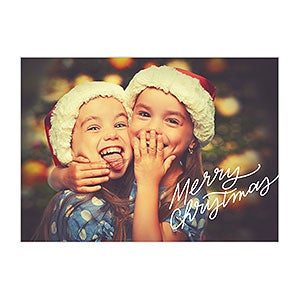 Merry Christmas Script Christmas Photo Card - 25111