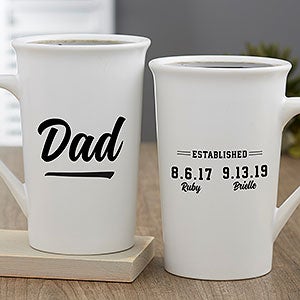 Established Personalized Latte Mug For Dad 16 oz.- White - 25275-U