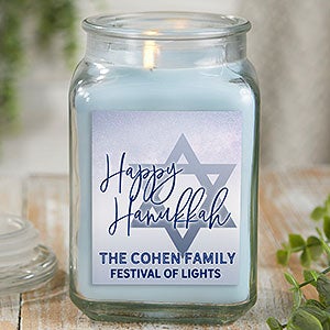 Hanukkah Personalized 18 oz. Linen Candle Jar - 25280-18CW