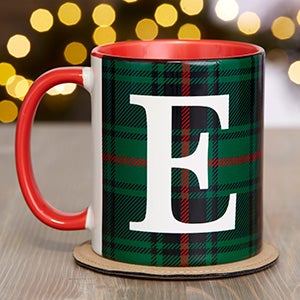 Christmas Plaid Personalized Coffee Mug - 11 oz Red - 25358-R