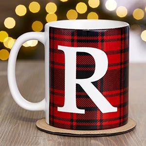 Christmas Plaid Personalized Coffee Mug - 11 oz White - 25358-S