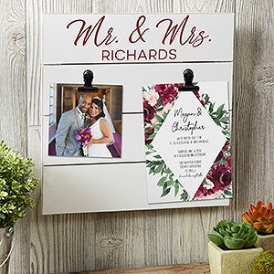 Wedding Photo  Invitation Personalized Wooden Shiplap Sign - 12x12 - 25366-S
