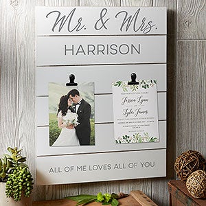 Wedding Photo & Invitation Personalized Wooden Shiplap Sign - 16x20 - 25366-L