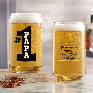 #1 Dad Custom Printed 16oz Beer Can Glass - 25410-B