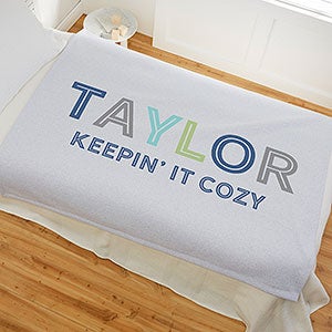 Colorful Name Personalized 50x60 Sweatshirt Blanket for Kids - 25425-SW