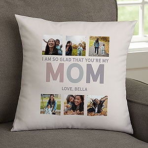 Glad Youre Our Mom Personalized 14 Photo Throw Pillow - 25443-S